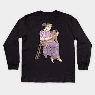 Pasiphae and Baby Minotaur by Greek Myth Comix Kids Long Sleeve T-Shirt